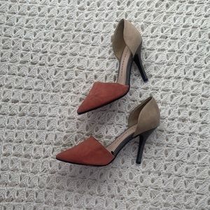 Chinese Laundry Suede Taupe & Blush Heels
